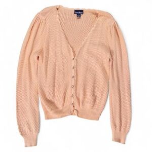 Vintage Hunter’s Run Peach Cardigan Sweater – Size Medium – Ramie Cotton Knit